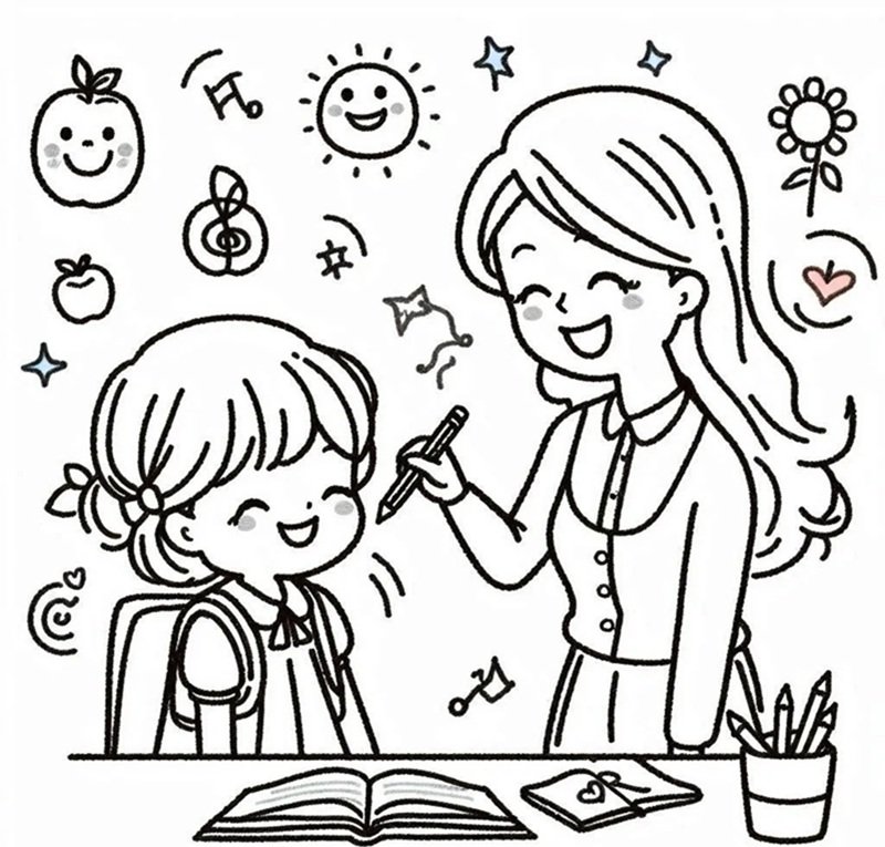 tranh tô màu cô giáo 36