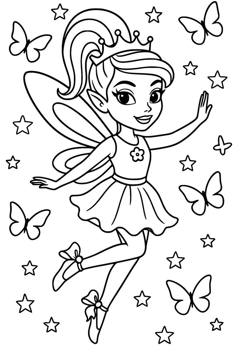 tranh tô màu cô tiên xanh 35