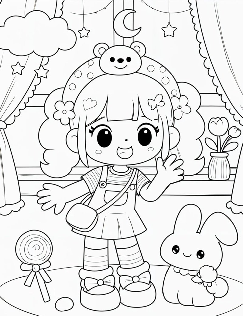 tranh tô màu cute chill 1