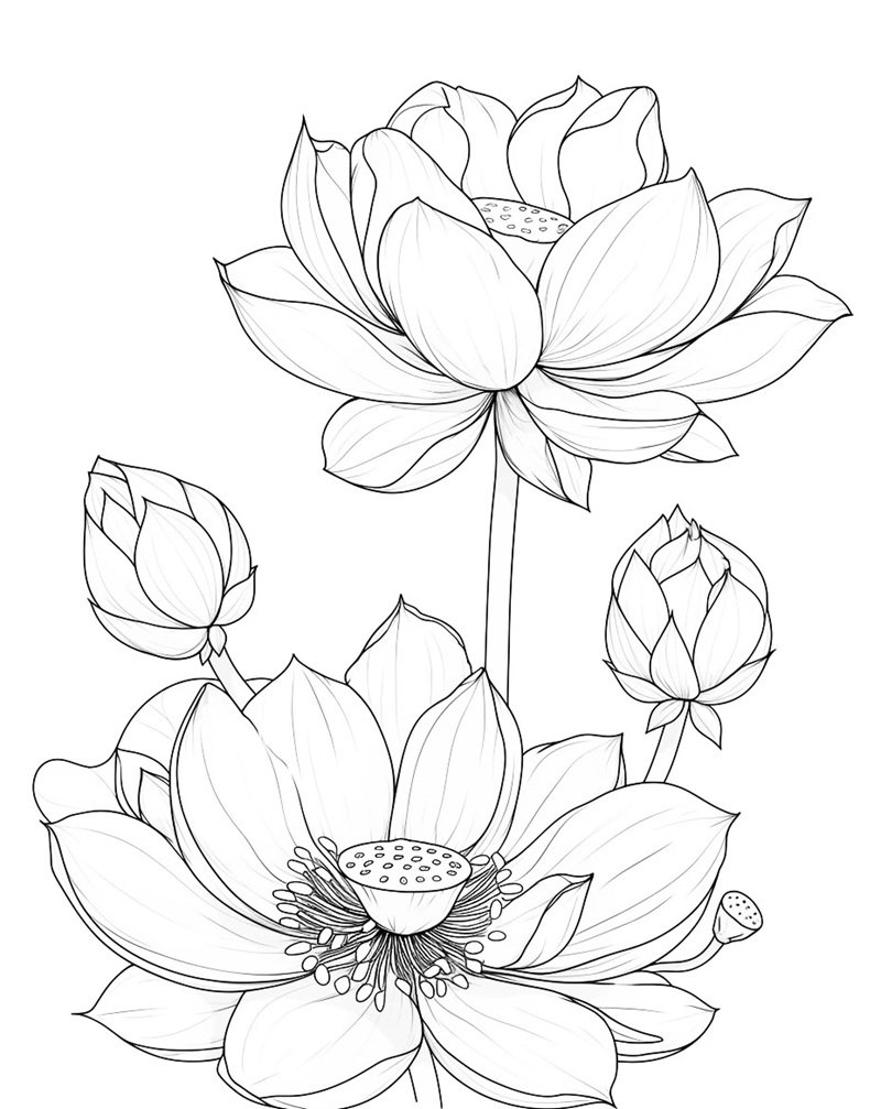 tranh tô màu hoa sen 36