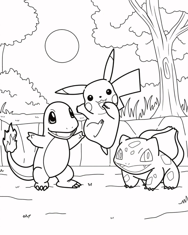 tranh tô màu pikachu 4