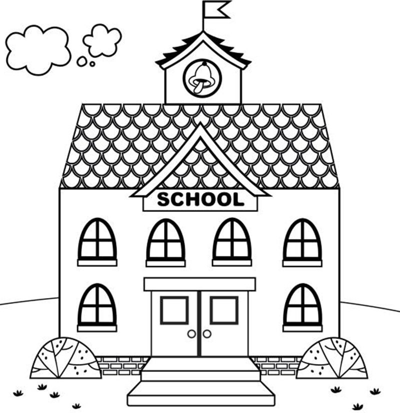 Black and white school building (Vector illustration)