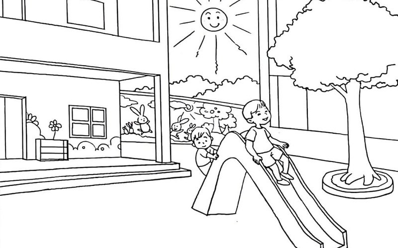 tranh tô màu trường mầm non 34