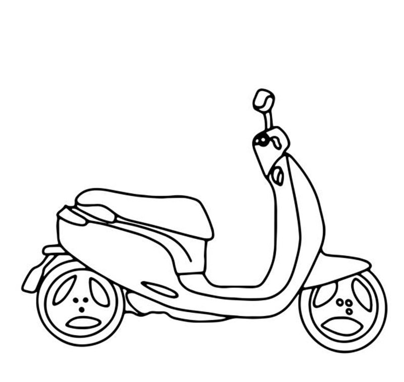 Doodle scooter contour vector illustration
