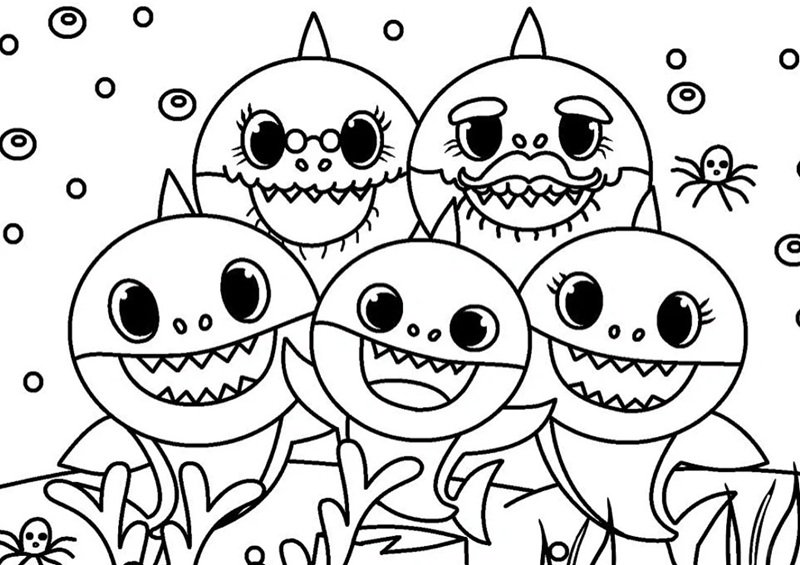 tô màu cá mập 1