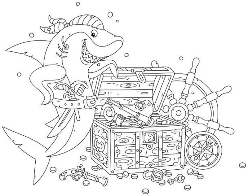 tô màu cá mập 11