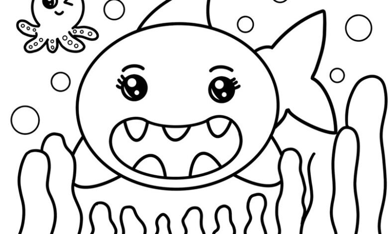tô màu cá mập 34