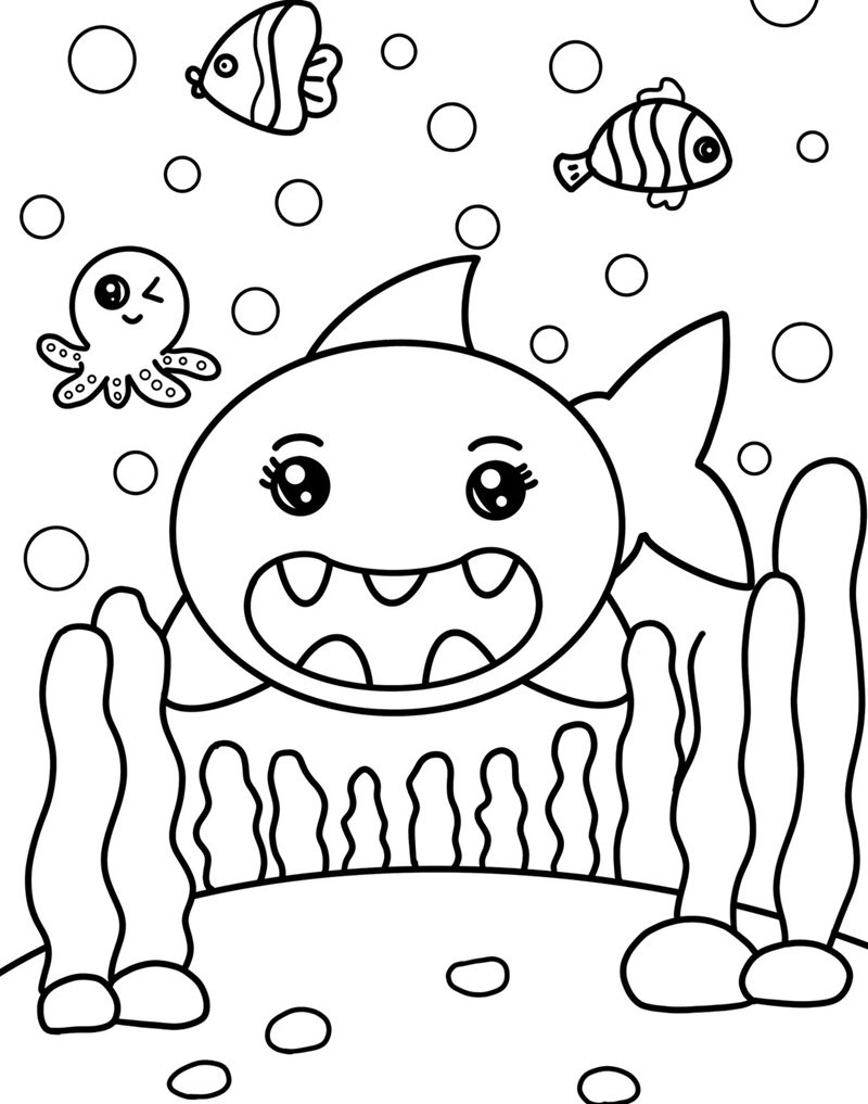 tô màu cá mập 34