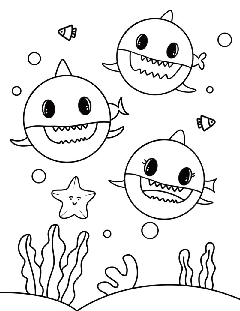 tô màu cá mập 35