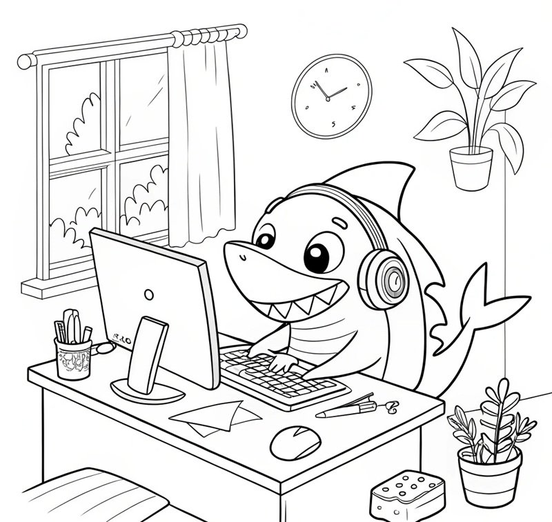 tô màu cá mập 37