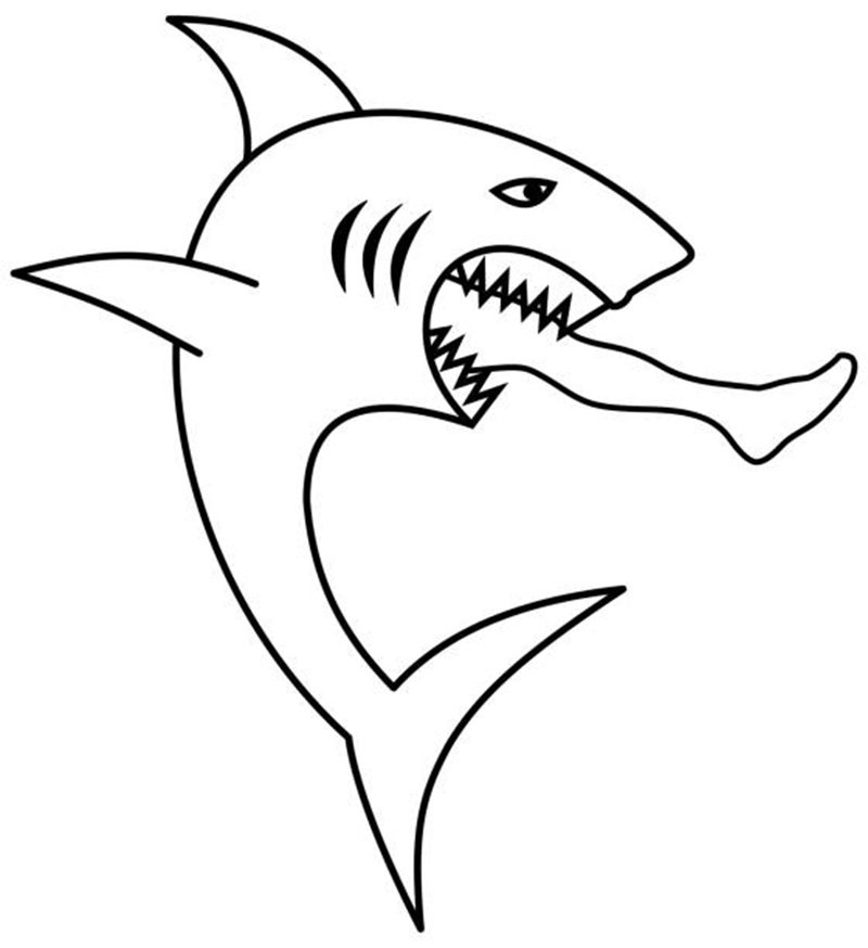 A dangerous shark eating a man’s leg for coloring, this is an illustration