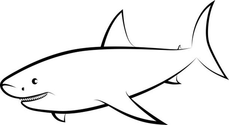 isolated shark – clip art illustration and line art