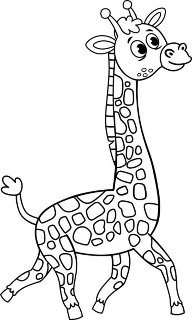 Black and white vector illustration of a giraffe.