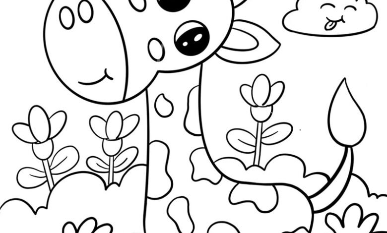 tô màu con hươu cao cổ 22