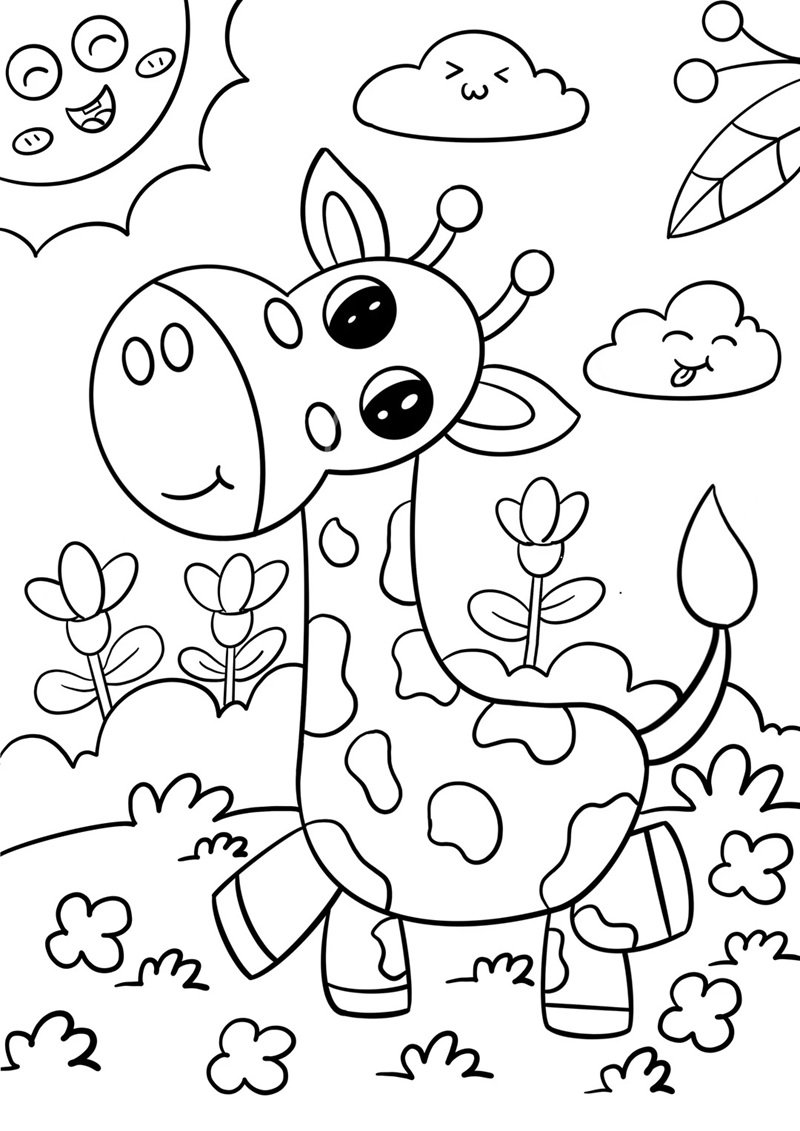 tô màu con hươu cao cổ 22