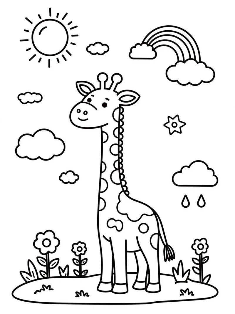 tô màu con hươu cao cổ 24