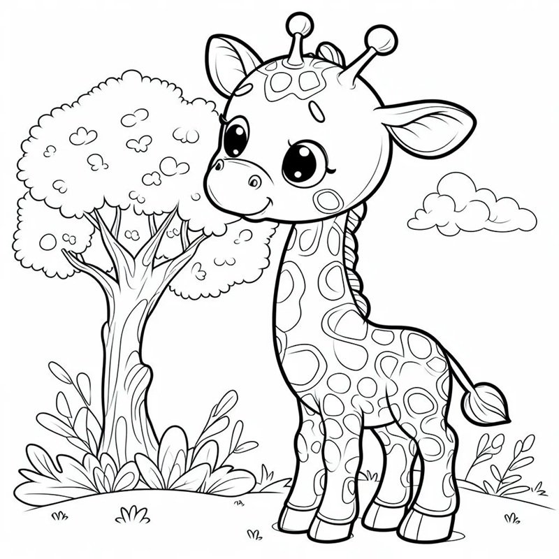 tô màu con hươu cao cổ 29