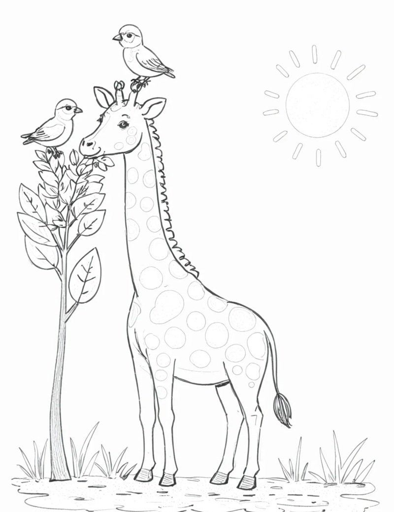 tô màu con hươu cao cổ 40