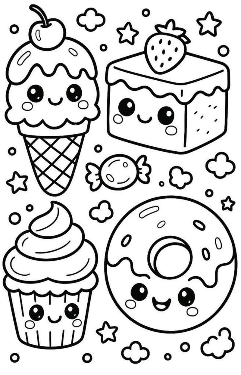 tô màu đồ ăn mini giúp bé phát triển kỹ năng tô