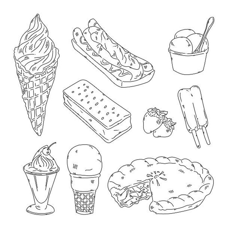 hình ảnh đáng yêu để tô màu đồ ăn mini cho trẻ em