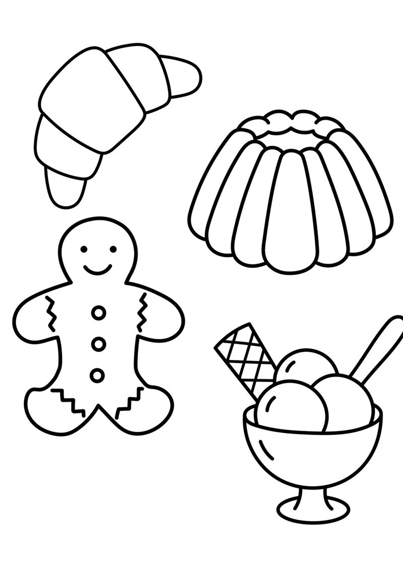 hình ảnh đồ ăn mini dễ vẽ để tô màu cho bé