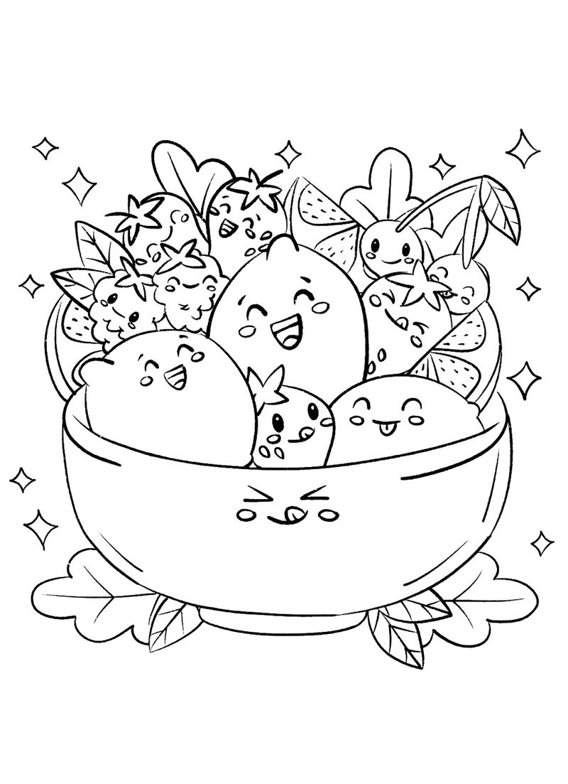 tranh tô màu đồ ăn dễ thương cho bé