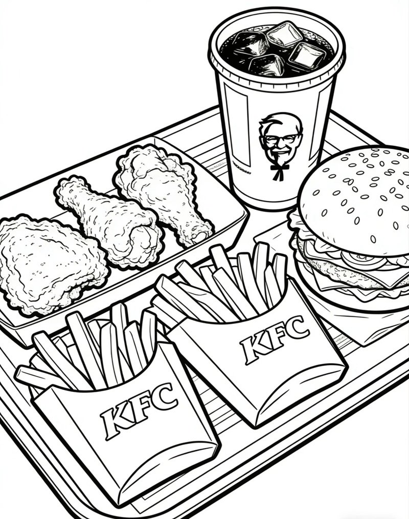 ảnh tô màu món ăn cho bé tập vẽ