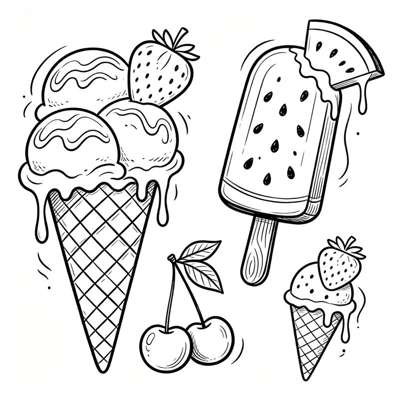 tô màu đồ ăn mini giúp bé phát triển tư duy sáng tạo