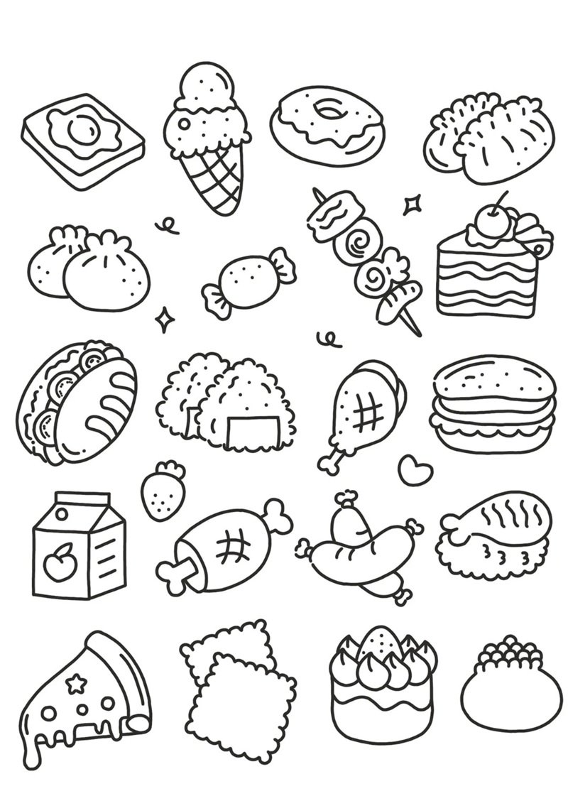 tô màu đồ ăn mini với hình vẽ rõ nét dễ tô