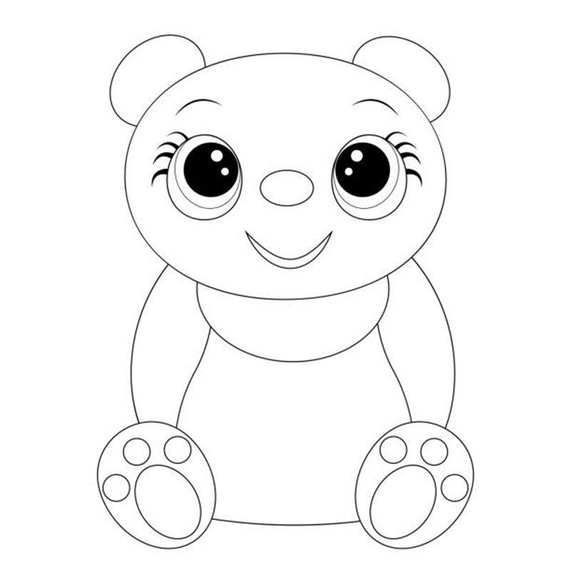 Cute panda. Black and white vector illustration for coloring.