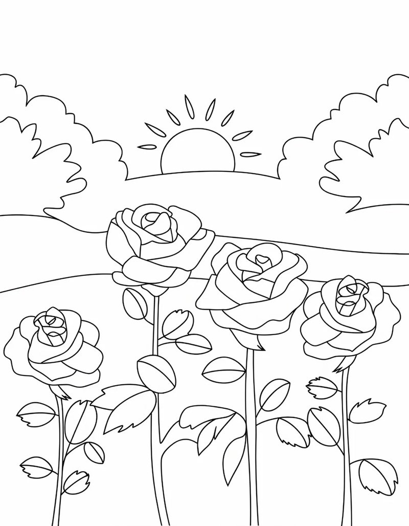 tô màu hoa hồng 34