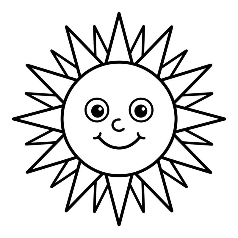 hình ảnh ông mặt trời dễ vẽ để tô màu cho bé