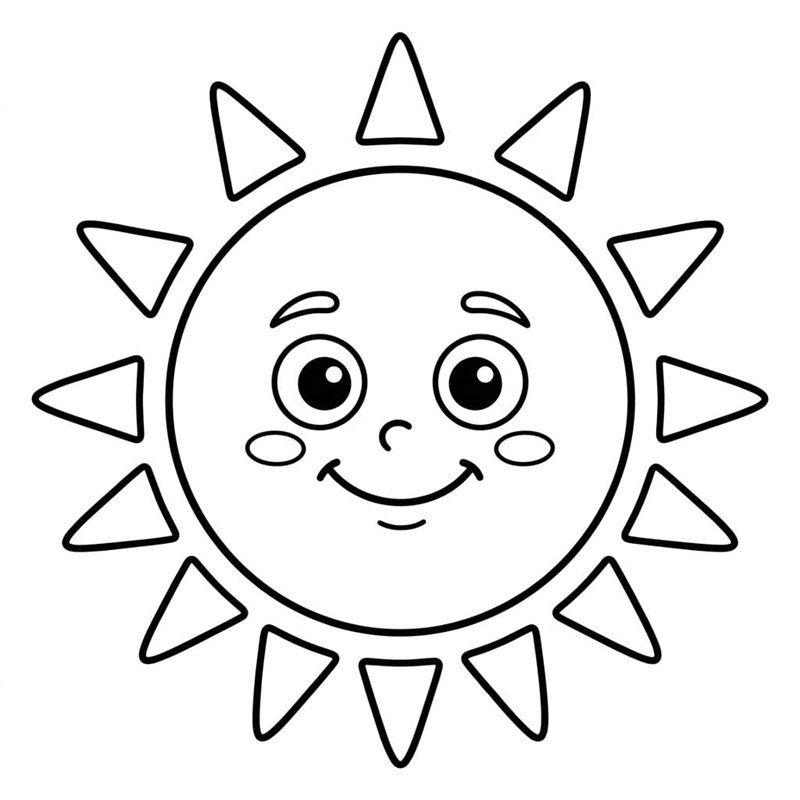 tranh tô màu ông mặt trời đơn giản cho trẻ em