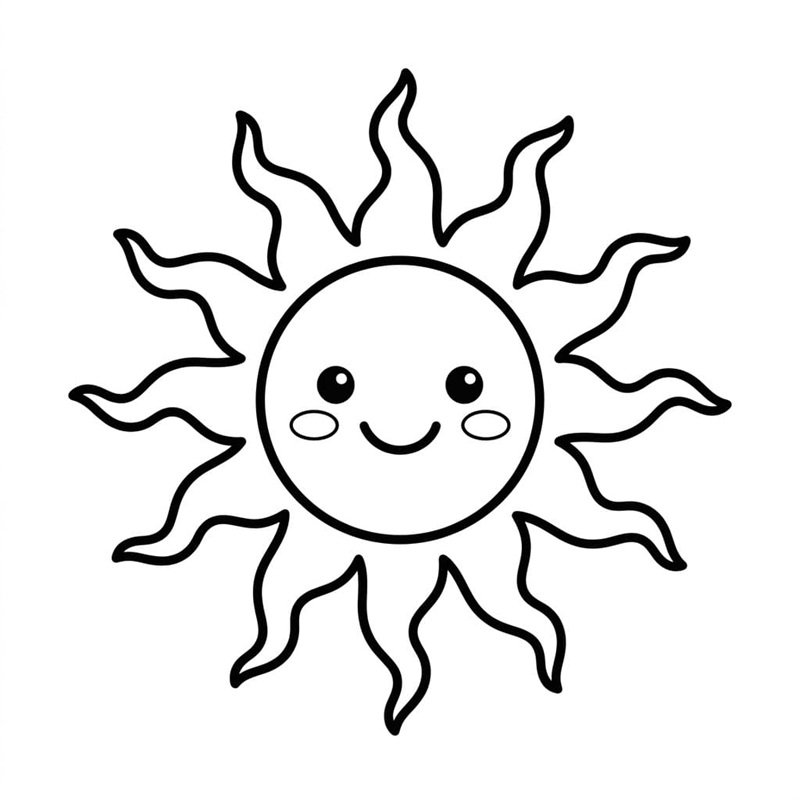 tô màu ông mặt trời với nét vẽ to rõ cho trẻ nhỏ