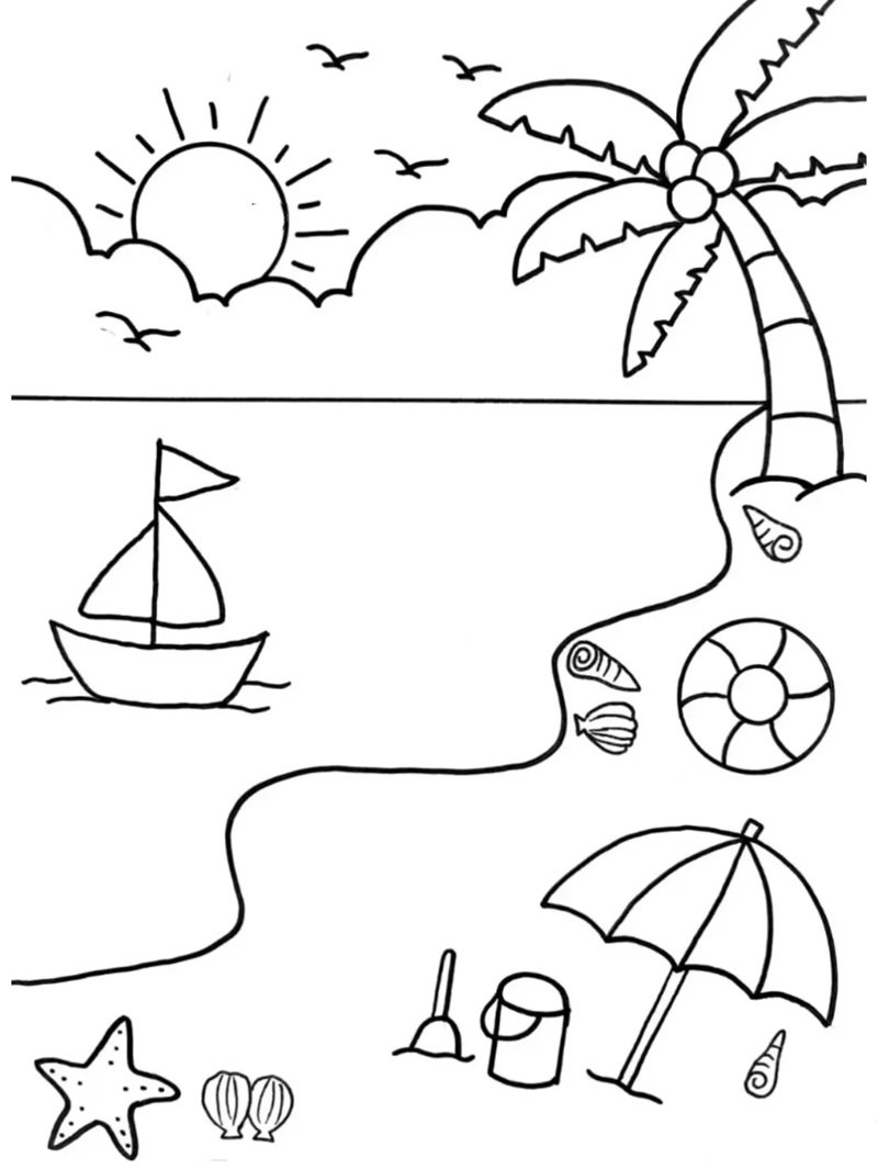 tranh tập tô với ông mặt trời đơn giản cho bé