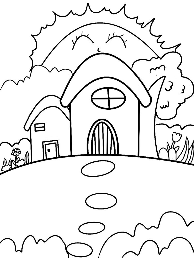 tranh trắng đen giúp bé học tô màu ông mặt trời