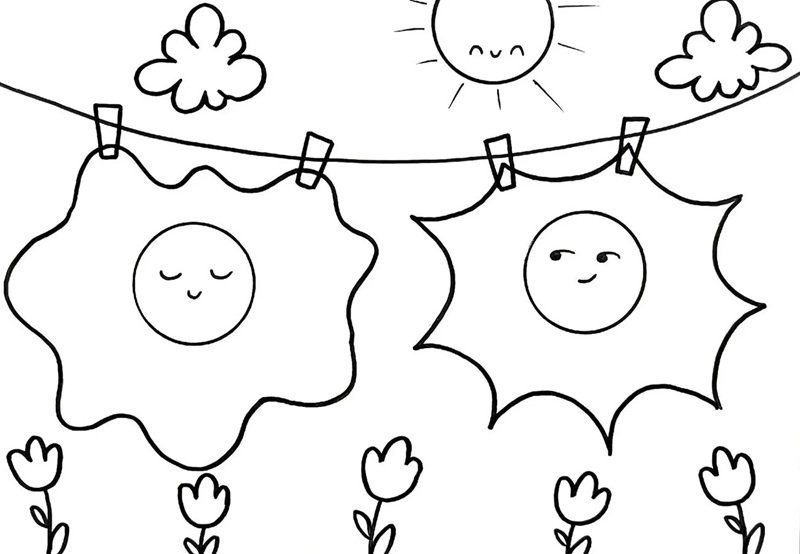 hình ảnh dễ thương để tô màu ông mặt trời cho trẻ em