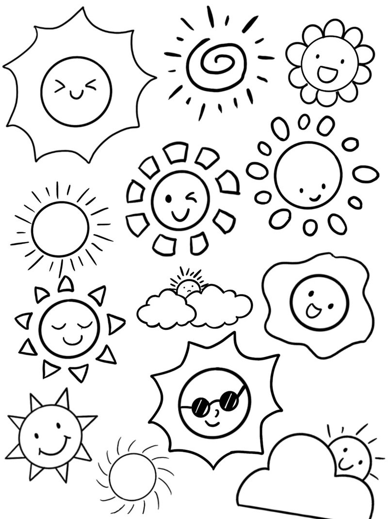 tô màu ông mặt trời đơn giản cho bé tập vẽ