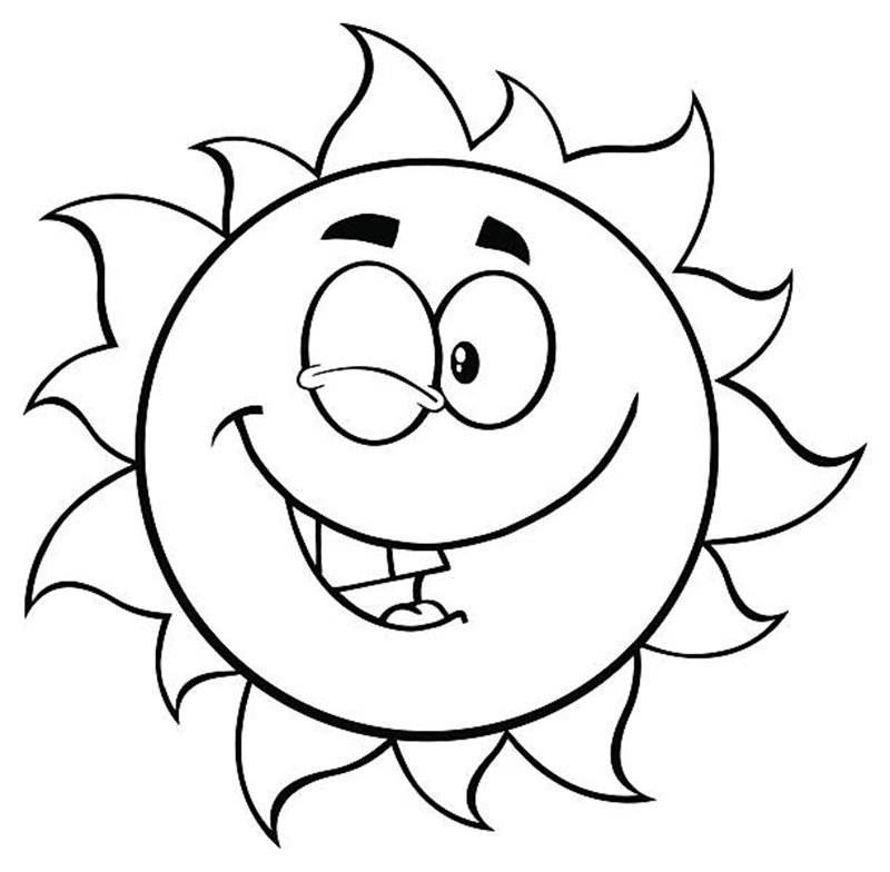 tranh vẽ mặt trời trắng đen dễ tô