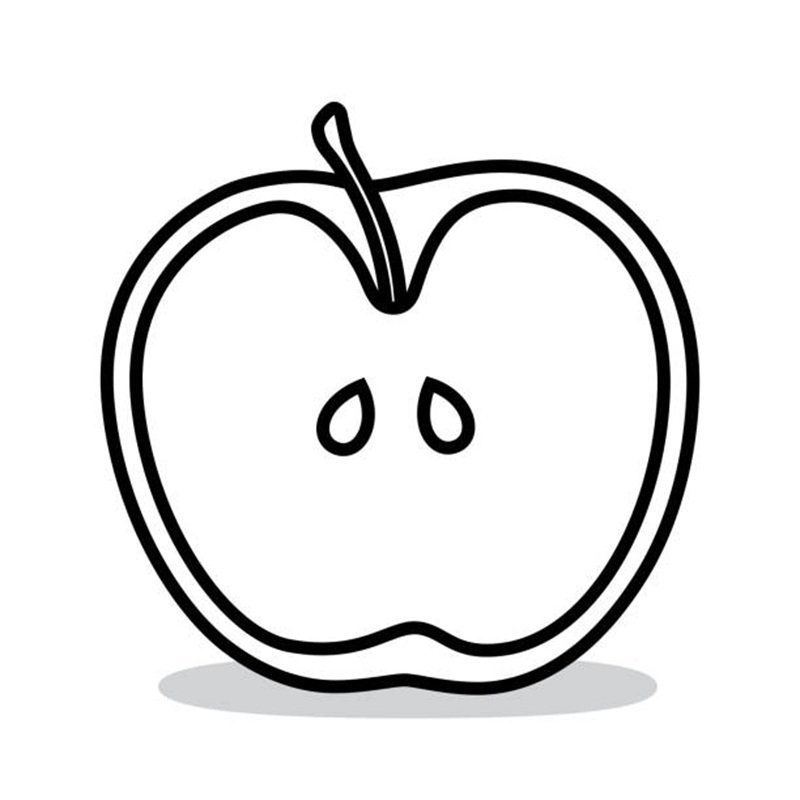 tranh trắng đen tô màu quả táo đơn giản