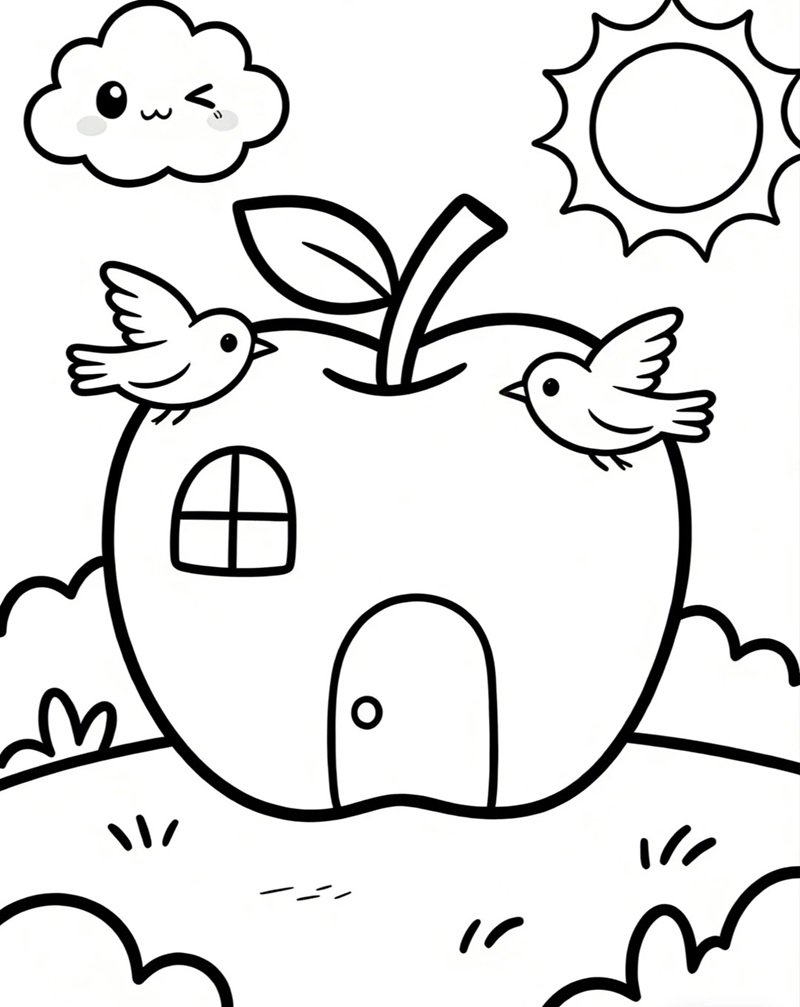 tranh tô màu hoa quả dễ thương cho trẻ