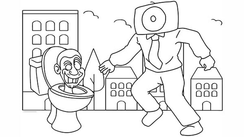 tô màu skibidi toilet 2