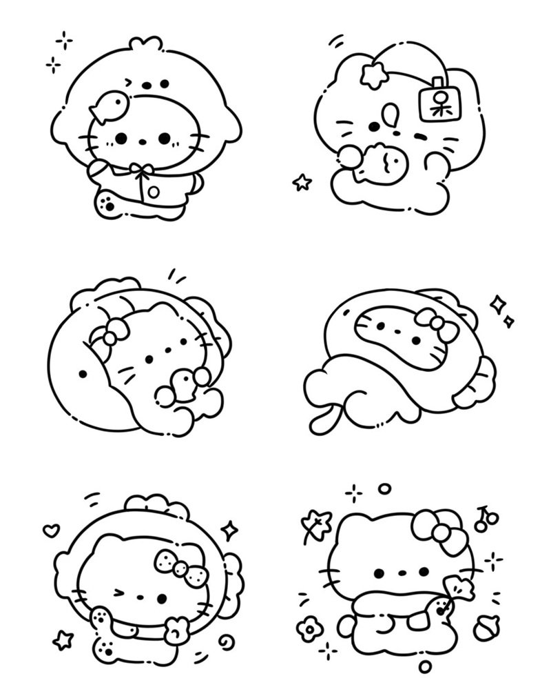 sticker chibi đáng yêu tô màu sticker