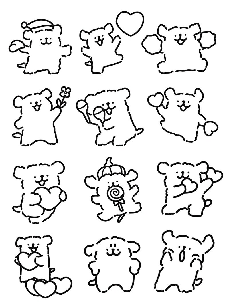 sticker hoạt hình cute tô màu sticker