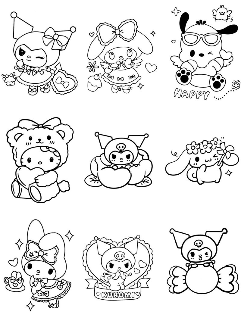 hình ảnh chibi dễ thương tô màu sticker