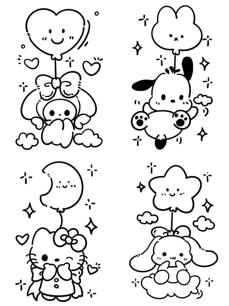 nét vẽ đơn giản tô màu sticker