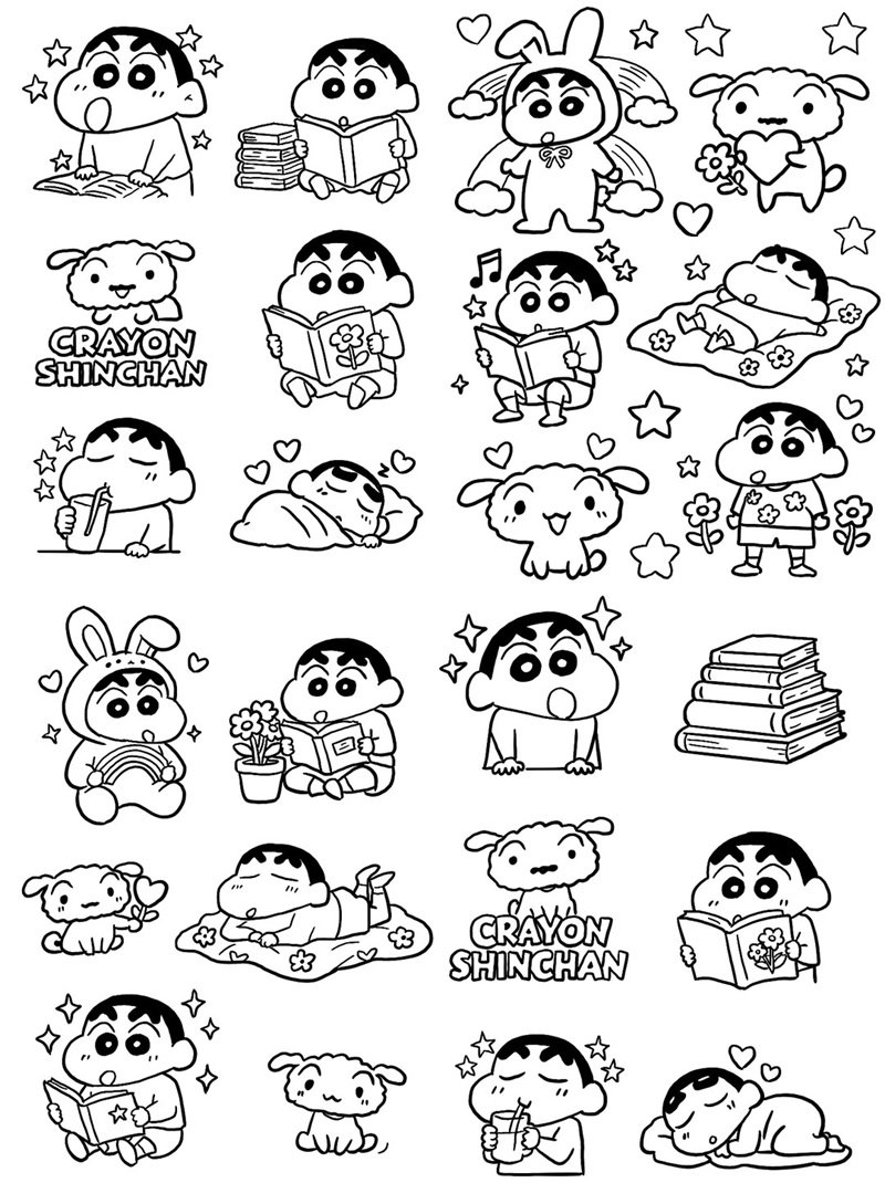 phong cách kawaii tô màu sticker
