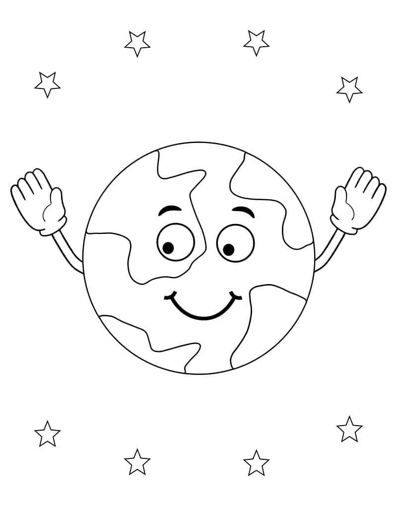 Hình tô màu trái đất phong cách hoạt hình
