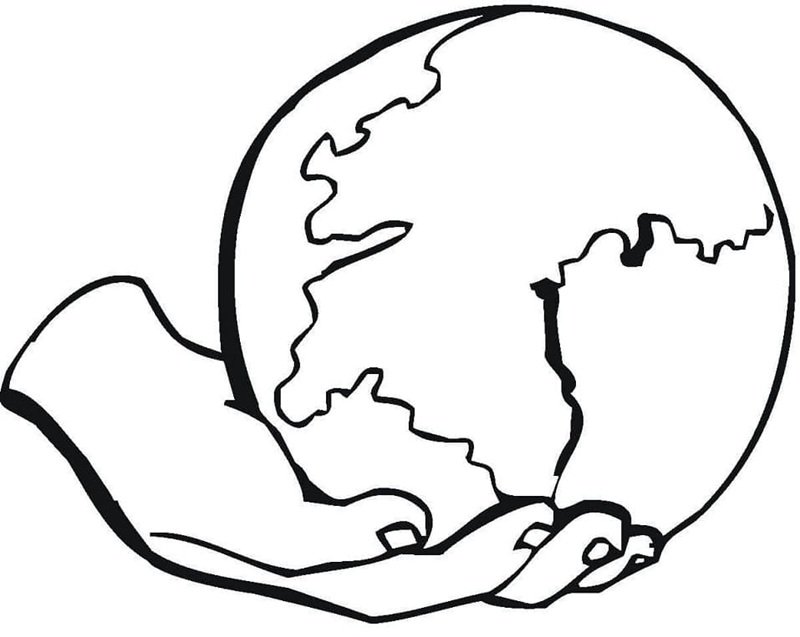 Tranh tô màu cho bé với hình trái đất