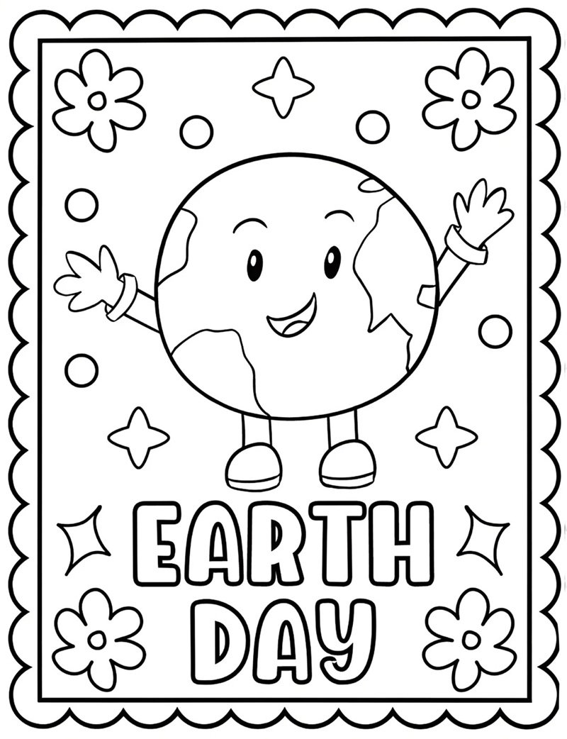 Tranh tô màu trái đất rõ nét dễ nhìn